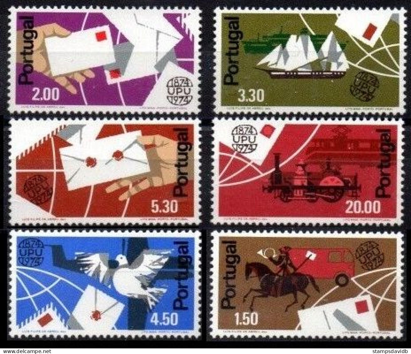 1974 Portugal 1248-1253 100 Years Of The Universal Postal Union UPU 8,00 € - UPU (Unión Postal Universal)