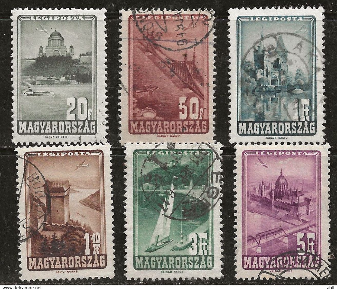 Hongrie 1947 N°Y.T. :  PA 6 Valeurs Série 58 à 65 Obl. - Used Stamps