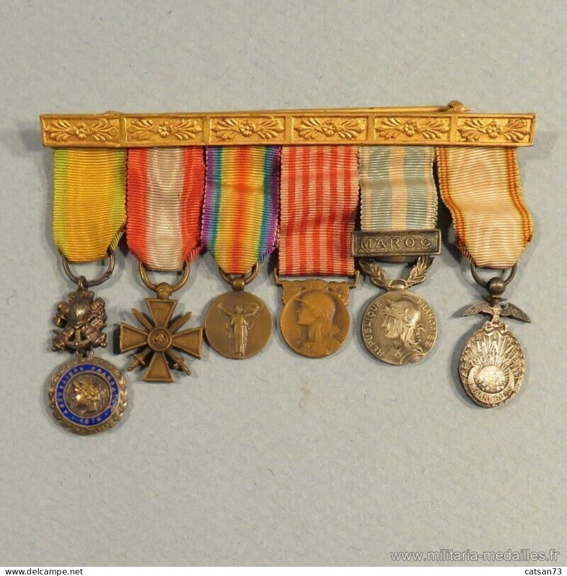 BARRETTE DE 6 REDUCTIONS MEDAILLES MILITAIRES D'UN ANCIEN PREMIERE GUERRE - Autres & Non Classés