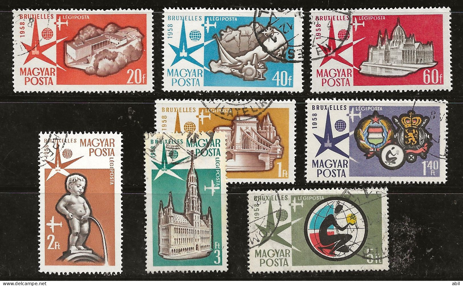Hongrie 1958 N°Y.T. :  PA 198 à 205 Obl. - Used Stamps