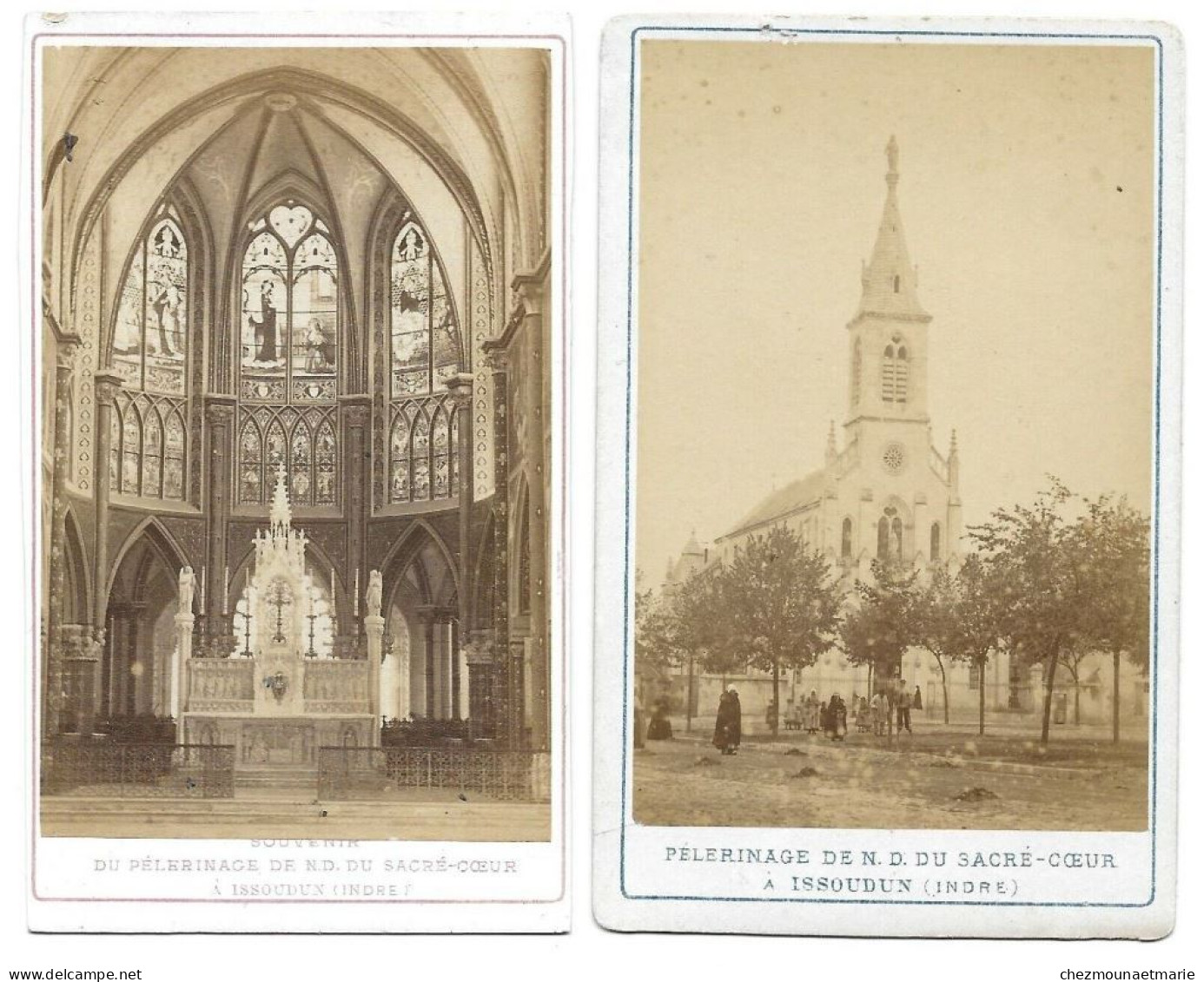 ISSOUDUN (INDRE) - PELERINAGE DE ND DU SACRE COEUR - LOT 2 CDV PHOTO RELIGION - Luoghi