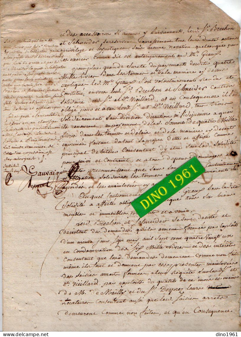 VP22.989 - Généralité De PARIS - Acte De 1782 - Obligation - M. VIEILLARD, Ecuyer, Page De S. A . Mgr Le Prince De CONTI - Timbri Generalità