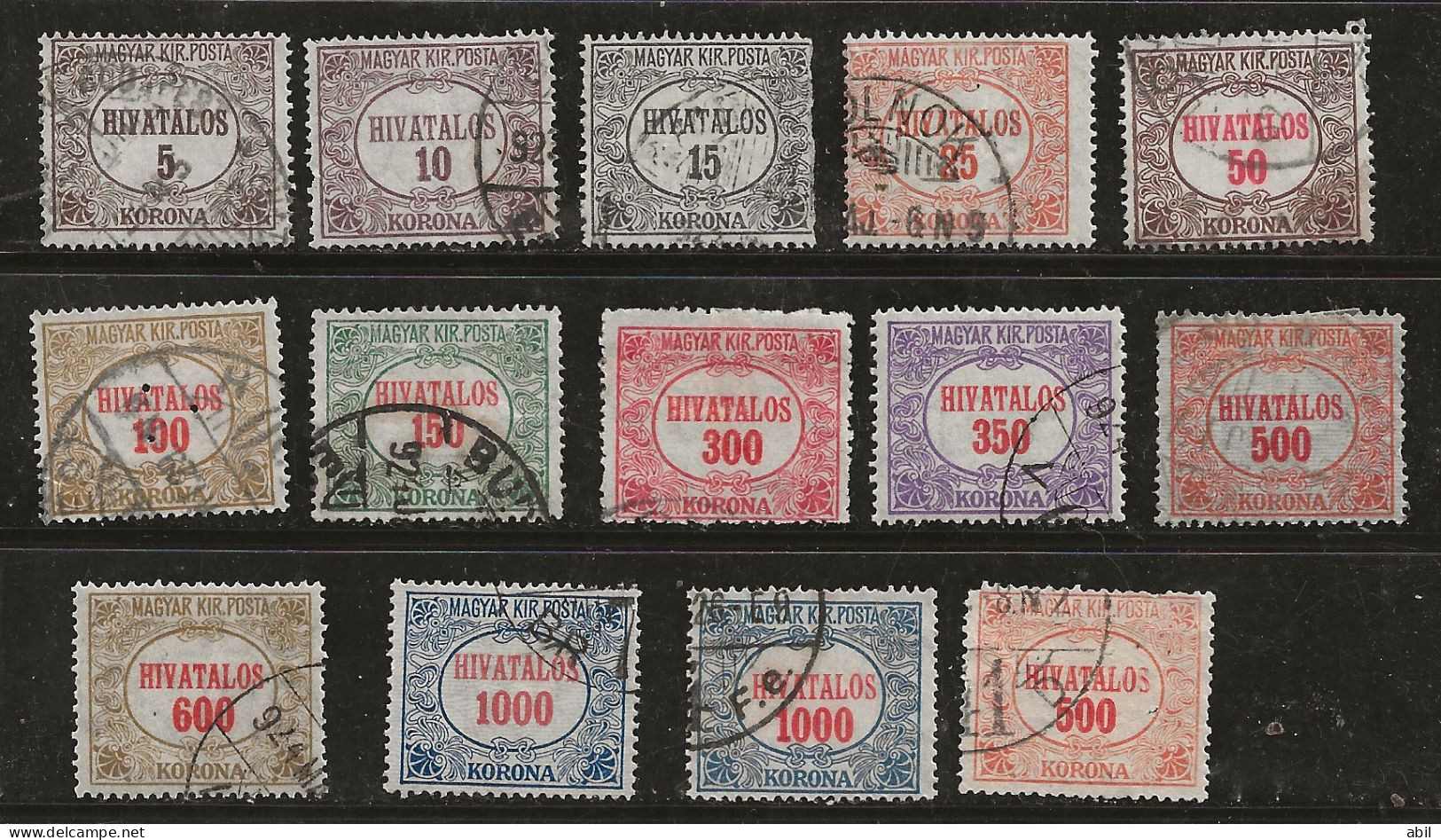 Hongrie 1922-1924 N°Y.T. :  SE 11 à 24,26 Et 27 Obl. - Oficiales