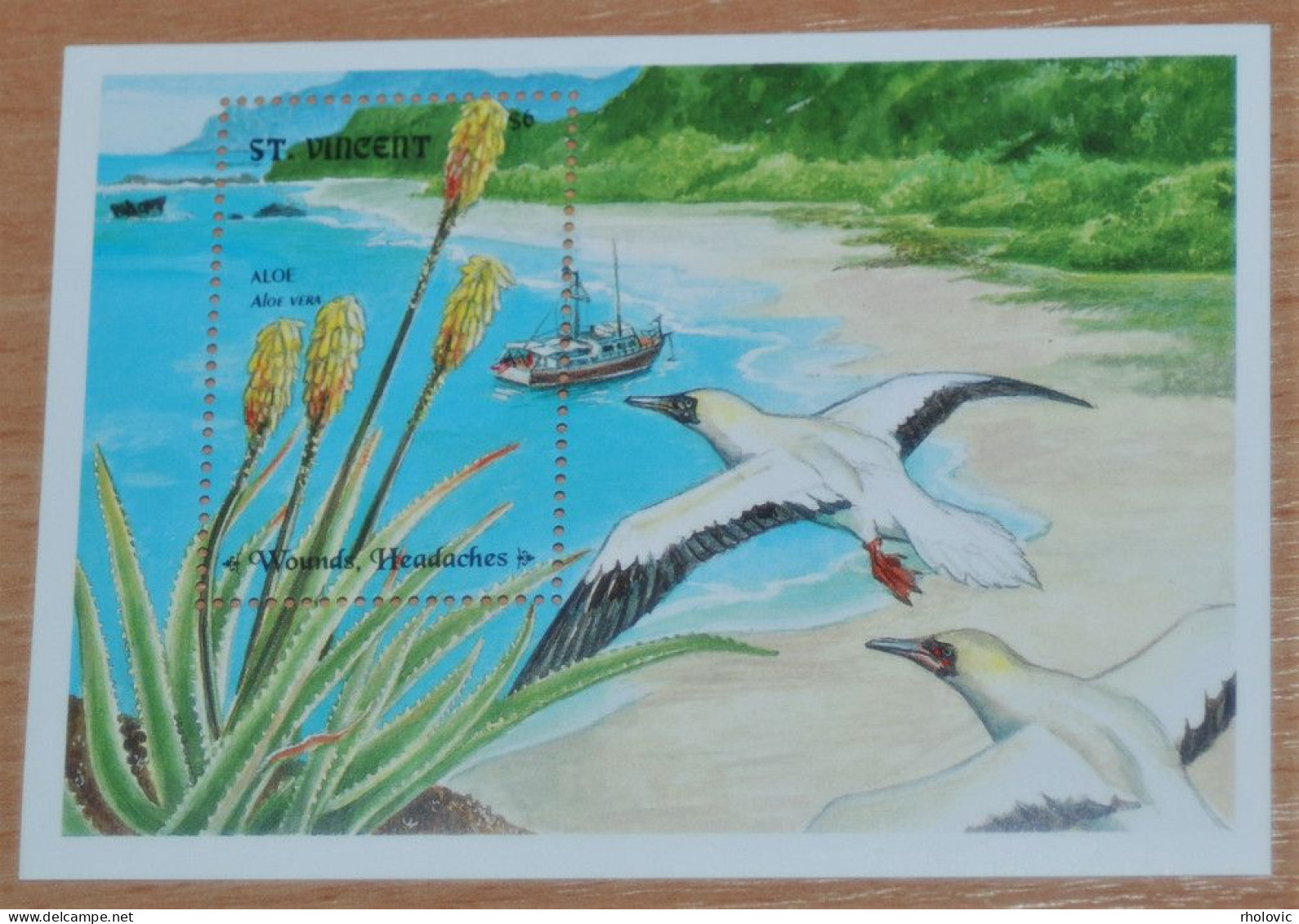 ST. VINCENT 1992, Medicinal Plants, Flowers, Birds, Fauna, Flora, Mi #B221, Souvenir Sheet, MNH** - Geneeskrachtige Planten