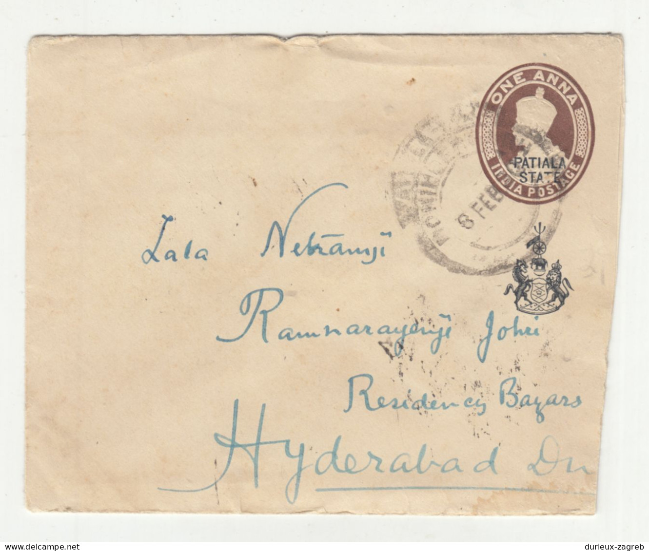 India Patiala State Old Postal Stationery Letter Cover Posted 1930 B240205 - 1911-35 King George V