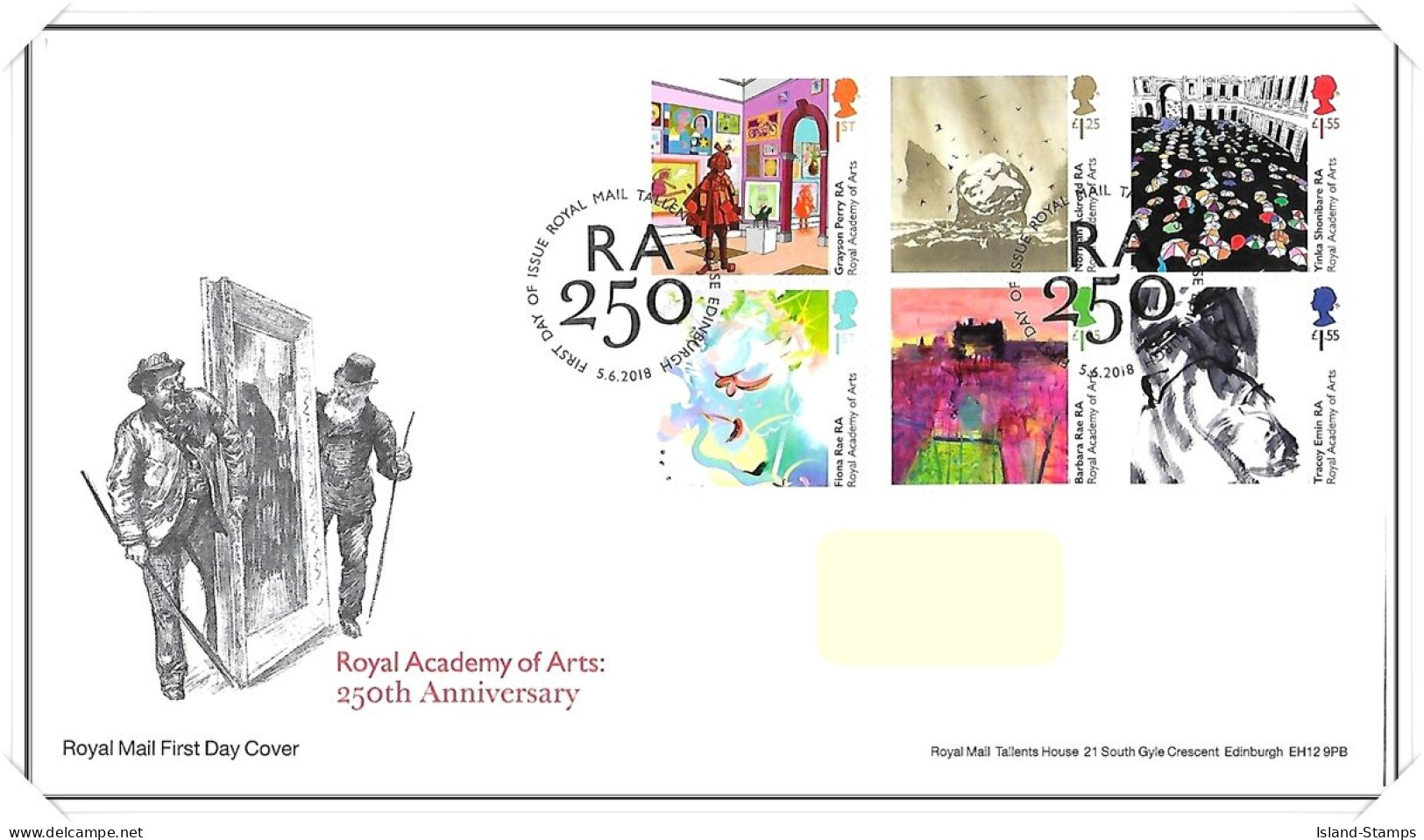 2018 GB FDC - Royal Academy Of Arts - Typed Address - 2011-2020 Ediciones Decimales
