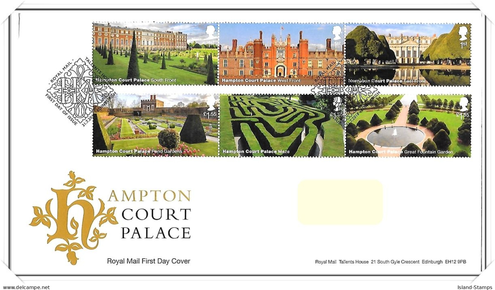 2018 GB FDC - Hampton Court Palace - Typed Address - 2011-2020 Ediciones Decimales