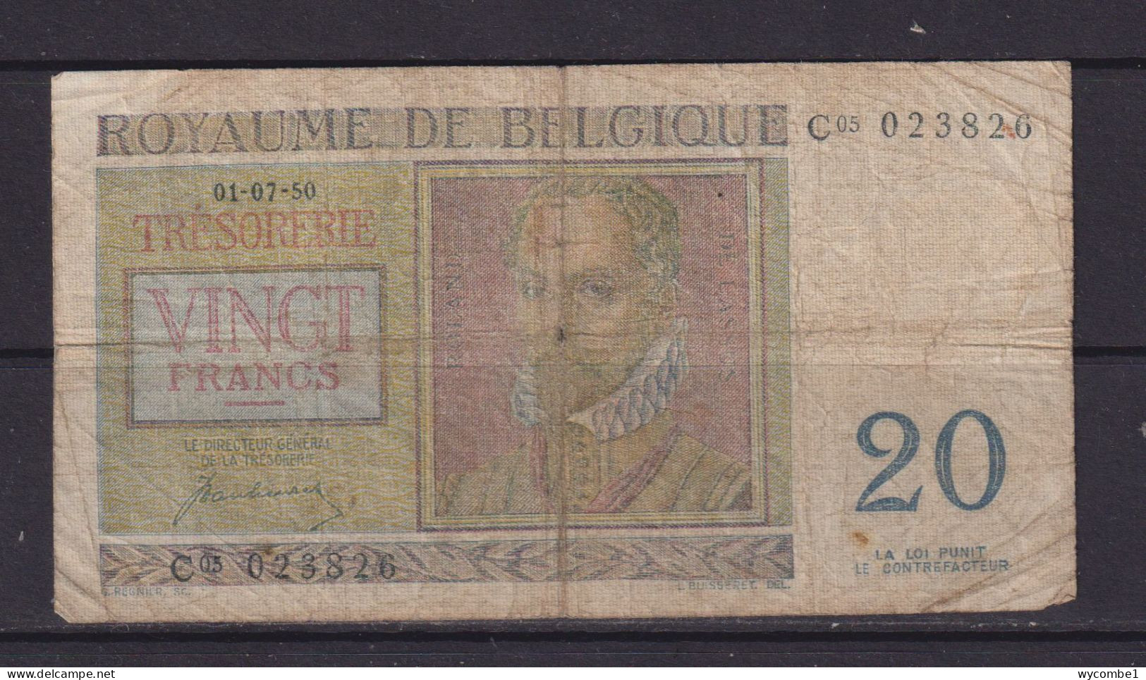 BELGIUM - 1950 20 Francs Circulated Banknote - Sonstige & Ohne Zuordnung