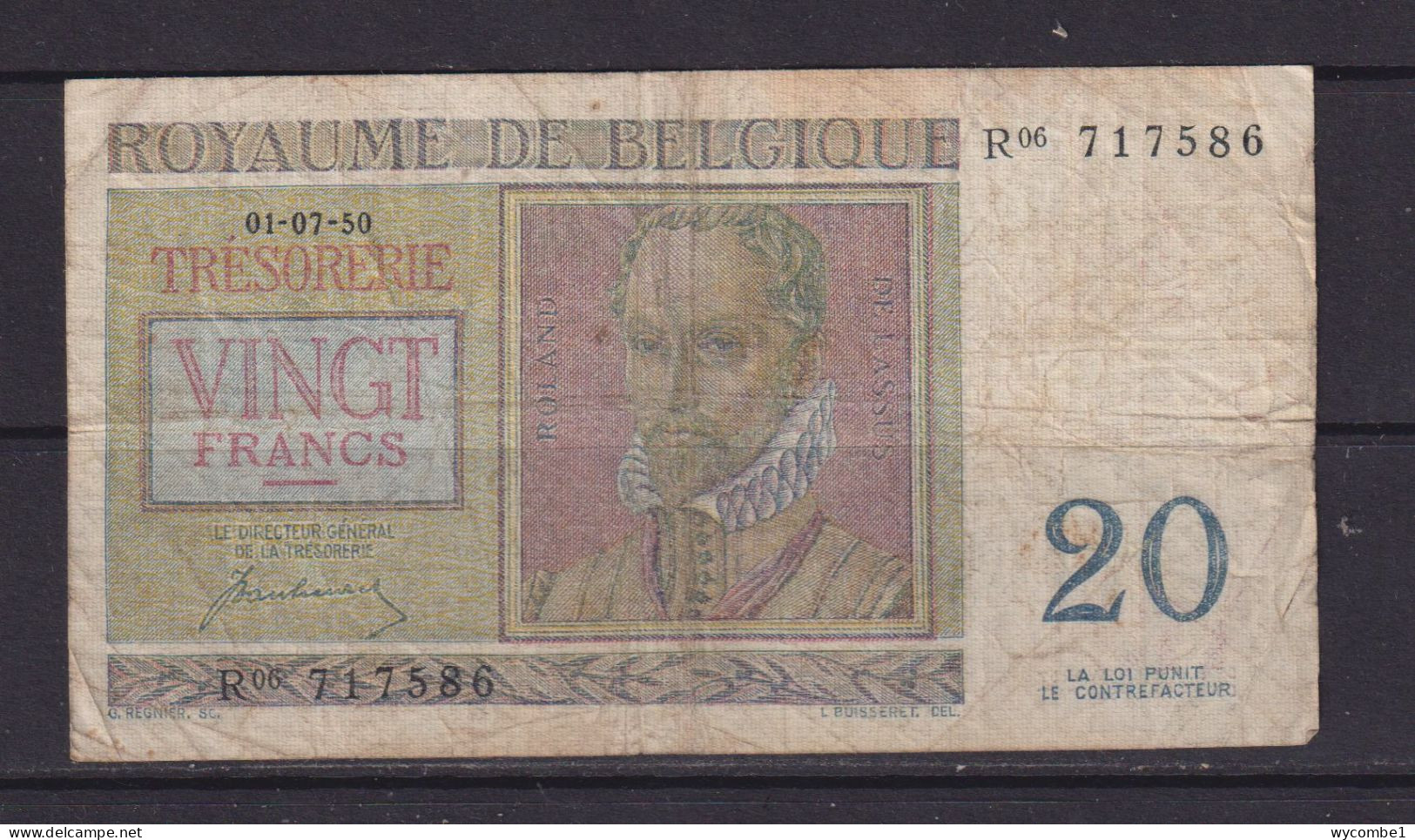 BELGIUM - 1950 20 Francs Circulated Banknote - Sonstige & Ohne Zuordnung