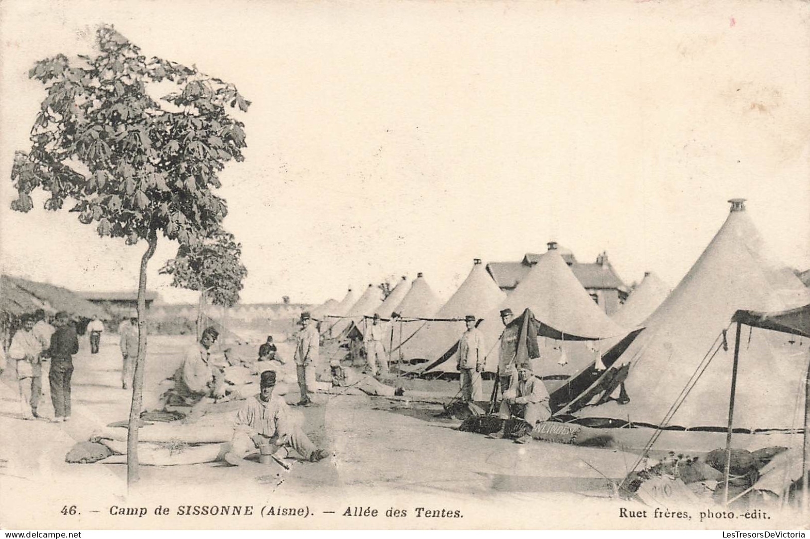 FRANCE - Camp De Sissonne (Aisne) - Allée Des Tentes - Soldats - Carte Postale Ancienne - Sissonne