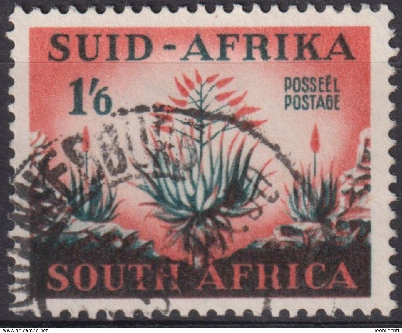 1953 Südafrikanische Union ° Mi:ZA 236, Sn:ZA 197, Yt:ZA 198, Aloes (Aloa Sp.), Fauna Und Flora - Gebruikt