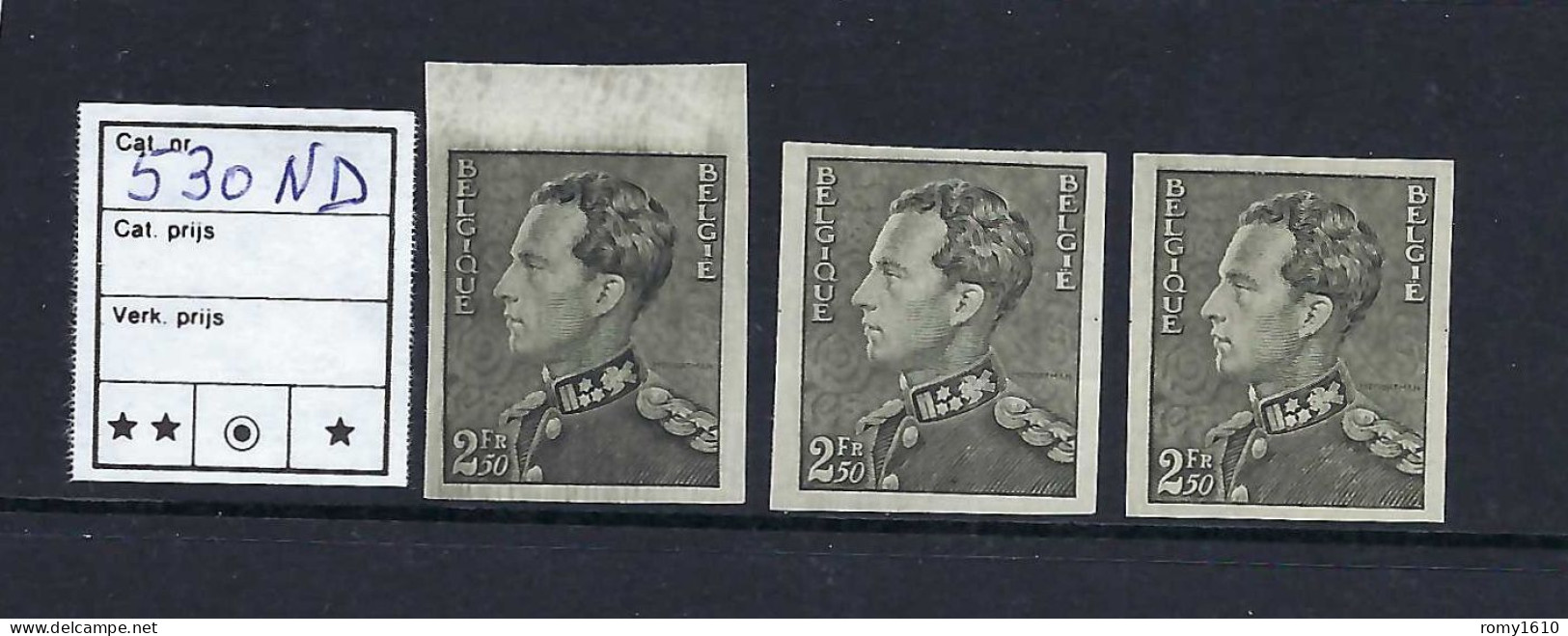 Poortman  N°530 **  MNH,  Non Dentelés.  Neufs.  Lot De 3 Timbres - Vois Scan Recto/verso. - 1931-1940