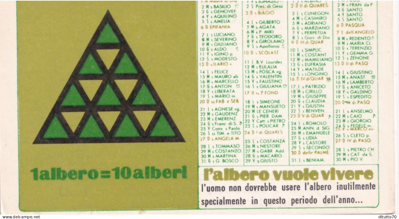 Calendarietto - L'albero Vuole Vivere - Anno 1980 - Petit Format : 1971-80