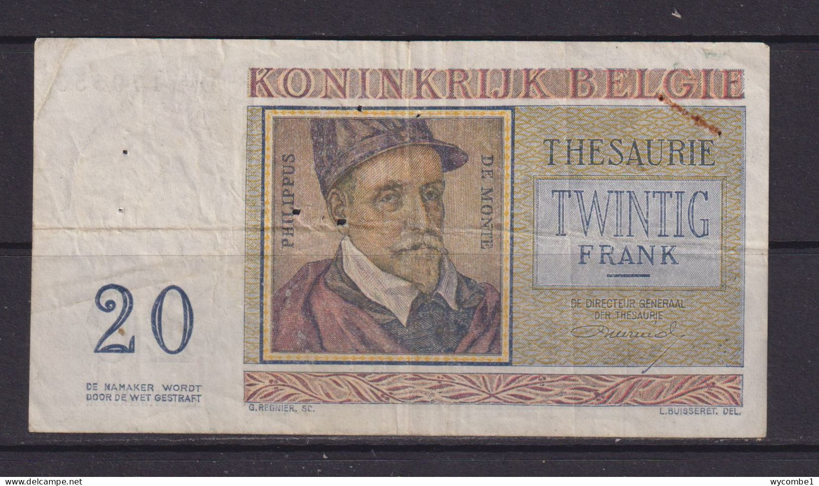 BELGIUM - 1956 20 Francs Circulated Banknote - Sonstige & Ohne Zuordnung