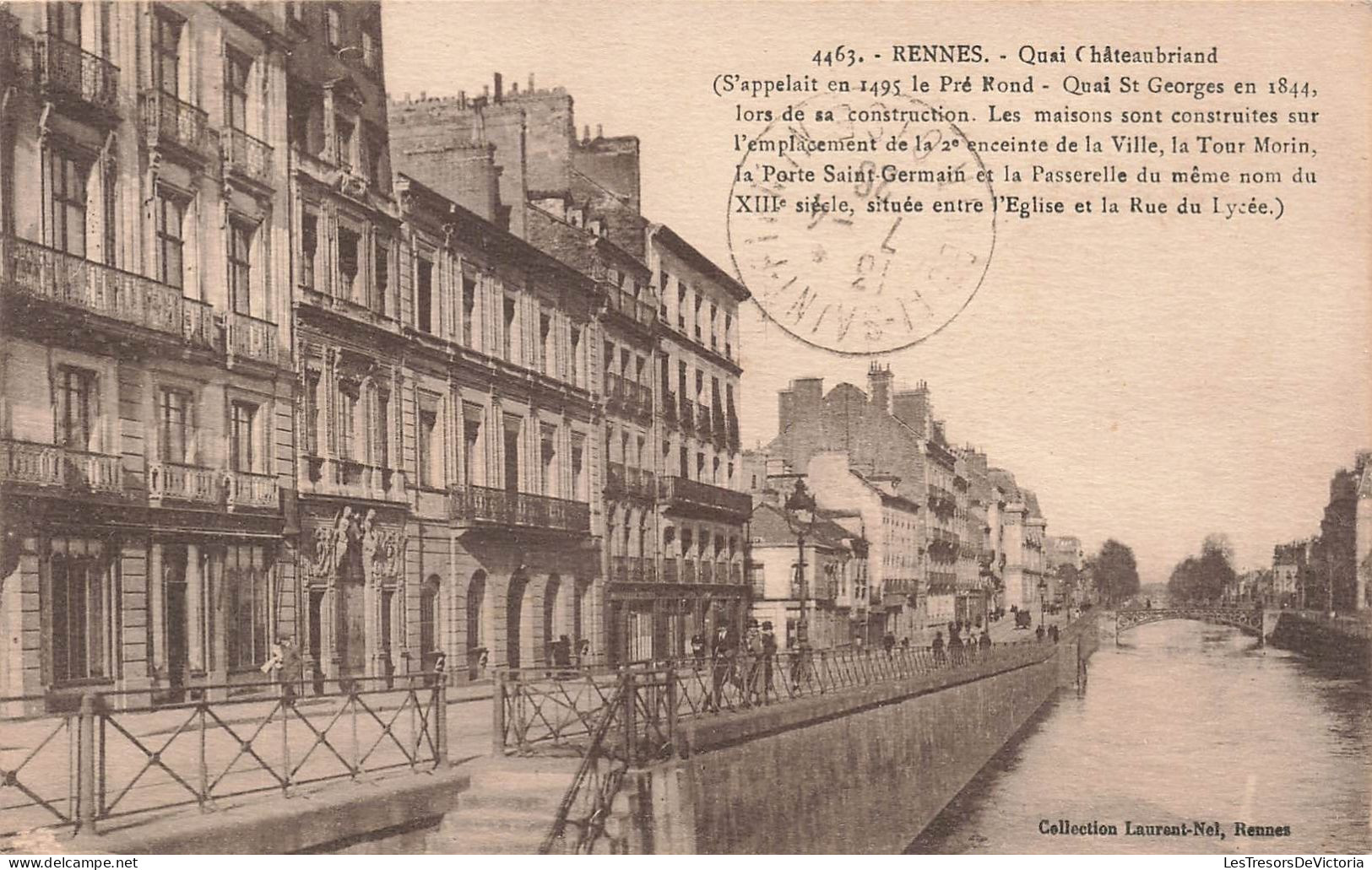 FRANCE - Rennes - Quai (Châteaubriand) - Quai Saint Georges En 1844 Lors De Sa Construction - Carte Postale Ancienne - Rennes