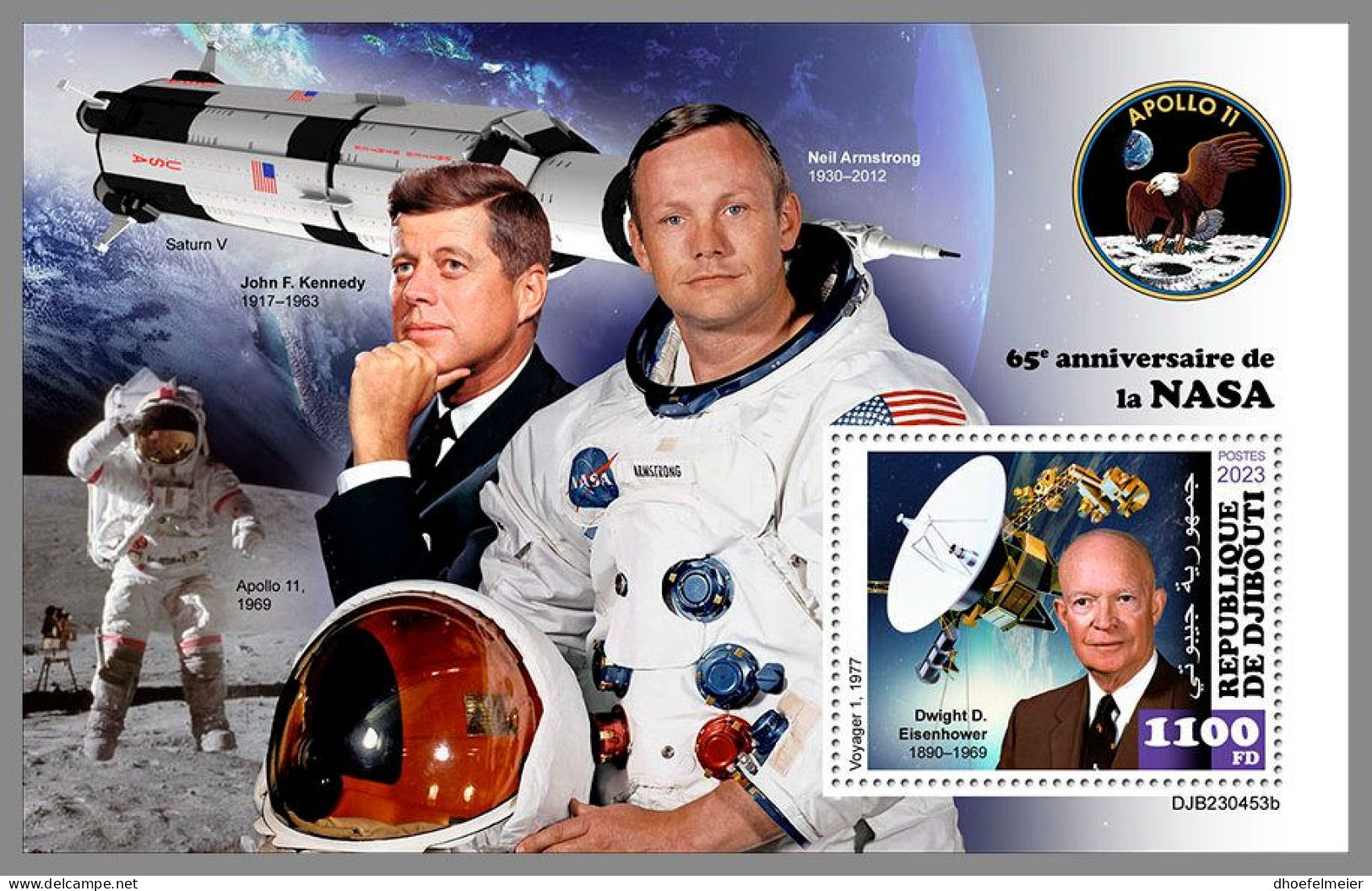 DJIBOUTI 2023 MNH John F. Kennedy NASA Space Raumfahrt S/S – OFFICIAL ISSUE – DHQ2406 - Kennedy (John F.)