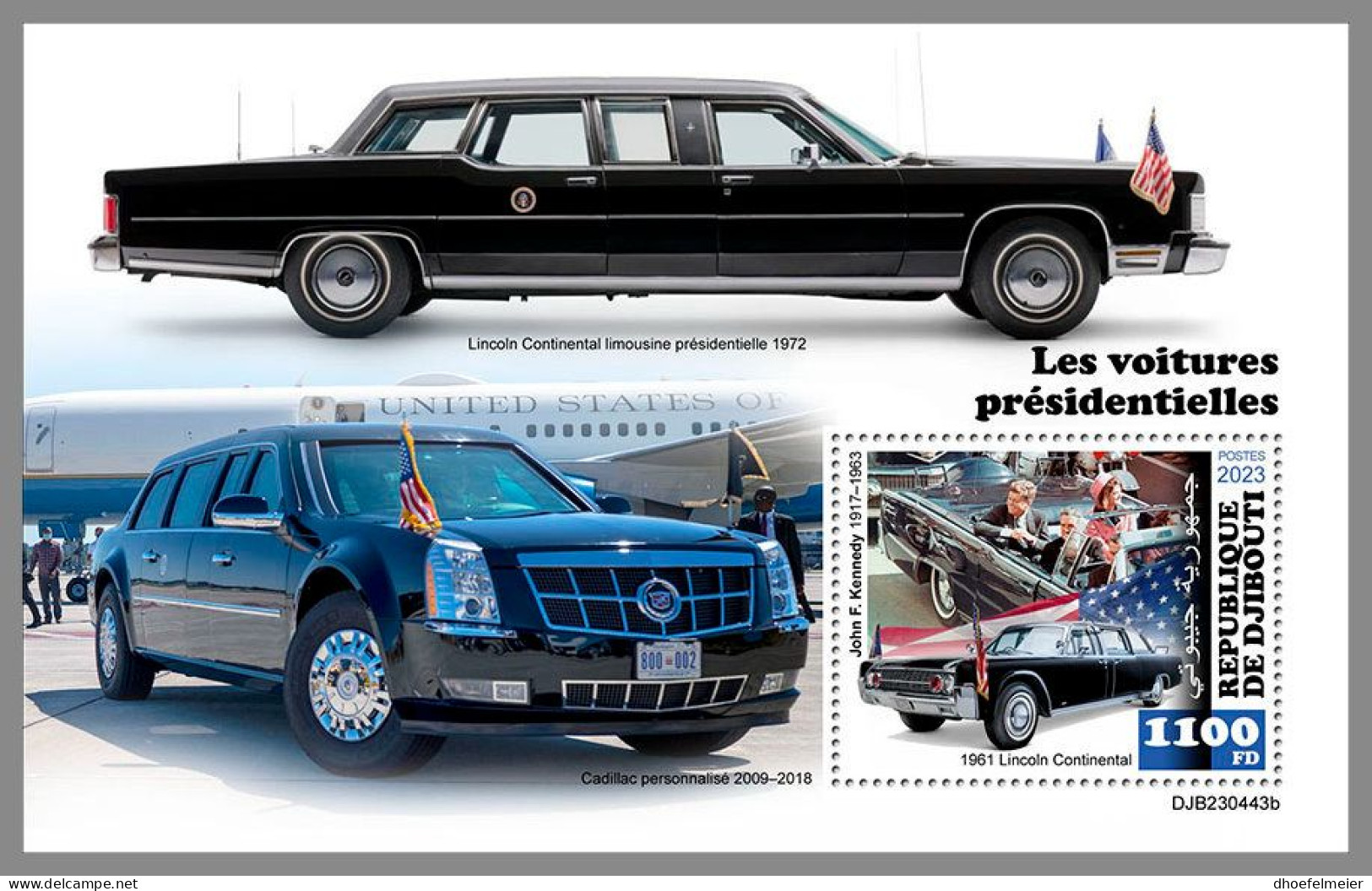 DJIBOUTI 2023 MNH John F. Kennedy Presidential Cars S/S – OFFICIAL ISSUE – DHQ2406 - Kennedy (John F.)