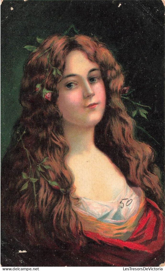 FANTAISIES - Femme - Portrait - Dessin - Carte Postale Ancienne - Frauen