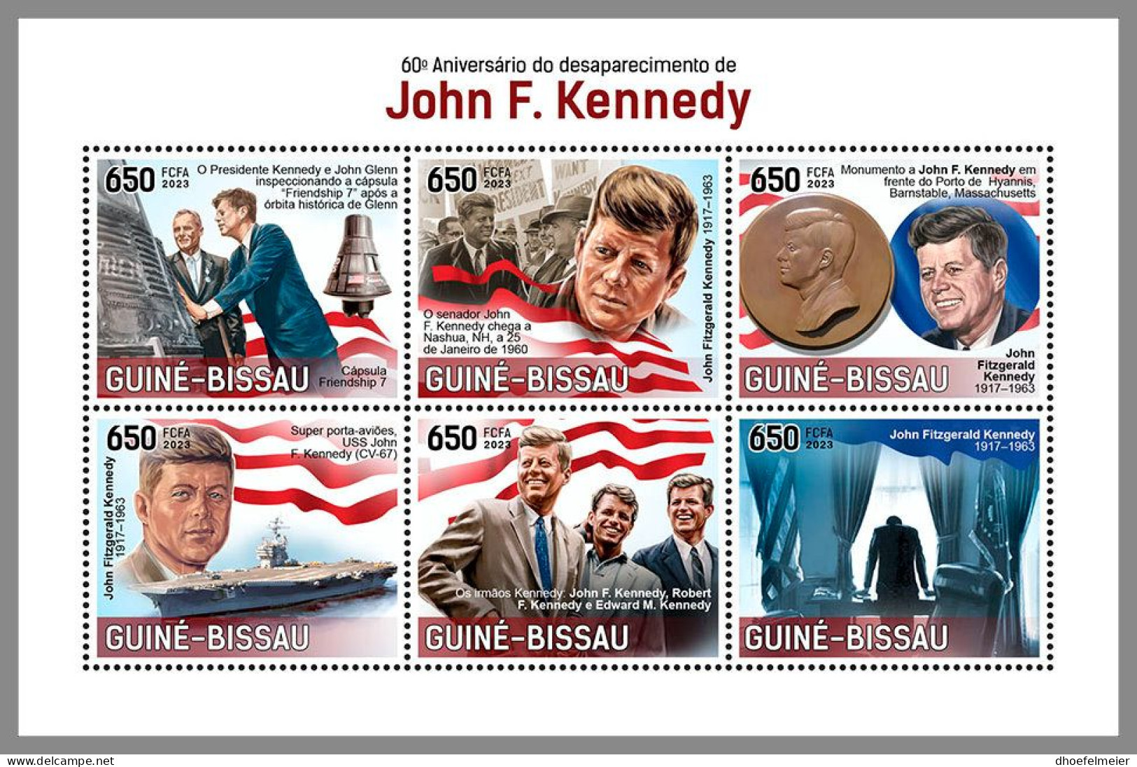 GUINEA BISSAU 2023 MNH John F. Kennedy M/S – IMPERFORATED – DHQ2406 - Kennedy (John F.)