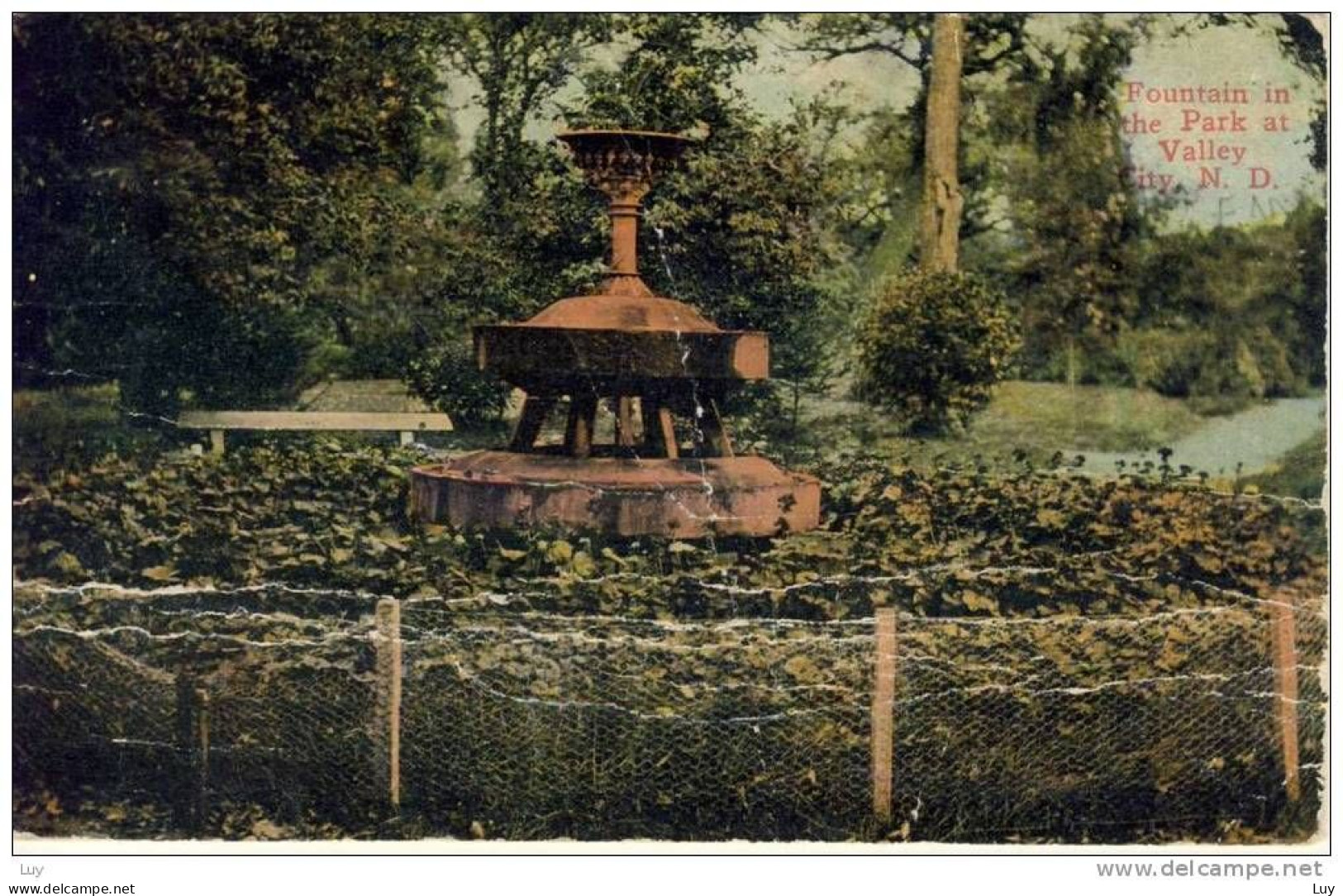 VALLEY CITY, N.D., Art Colored PC - Fountain In The Park At VALLEY CITY, N.D. - Altri & Non Classificati