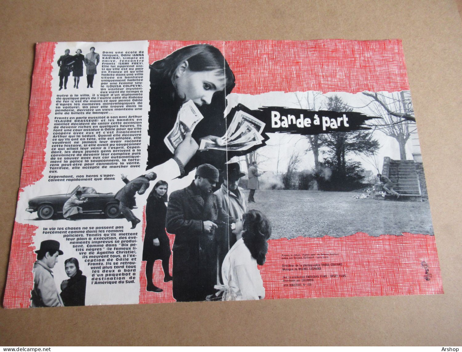 BANDE A PART De JEAN LUC GODARD Avec ANNA KARINA / SAMI FREY / CLAUDE BRASSEUR - PLAQUETTE SYNOPSIS Original 1964 Déplia - Publicité Cinématographique