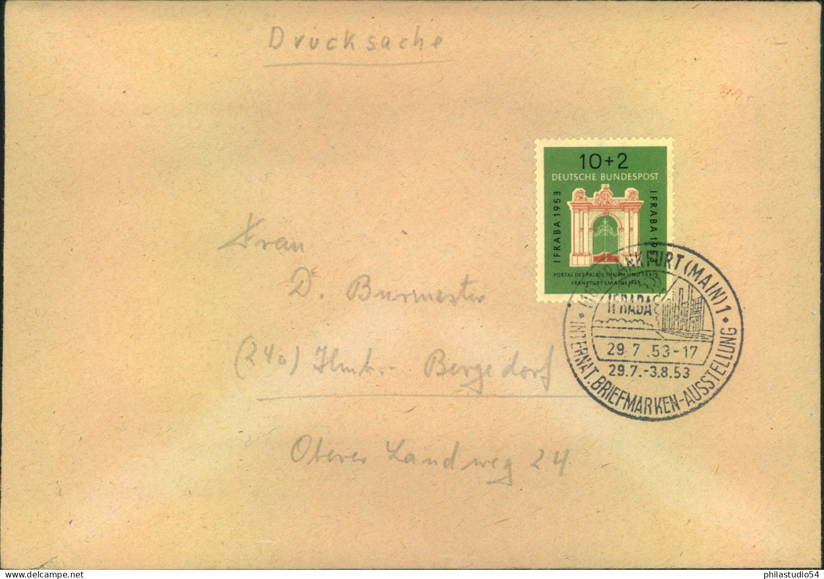 1953, 10 Pfg. IFRABA Auf Drucksache Mit Sonderstempel - Briefe U. Dokumente