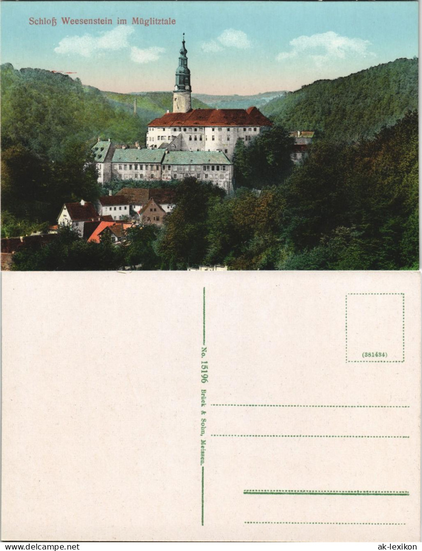 Ansichtskarte Weesenstein (Müglitz) Schloss Weesenstein 1913 - Weesenstein A. D. Müglitz