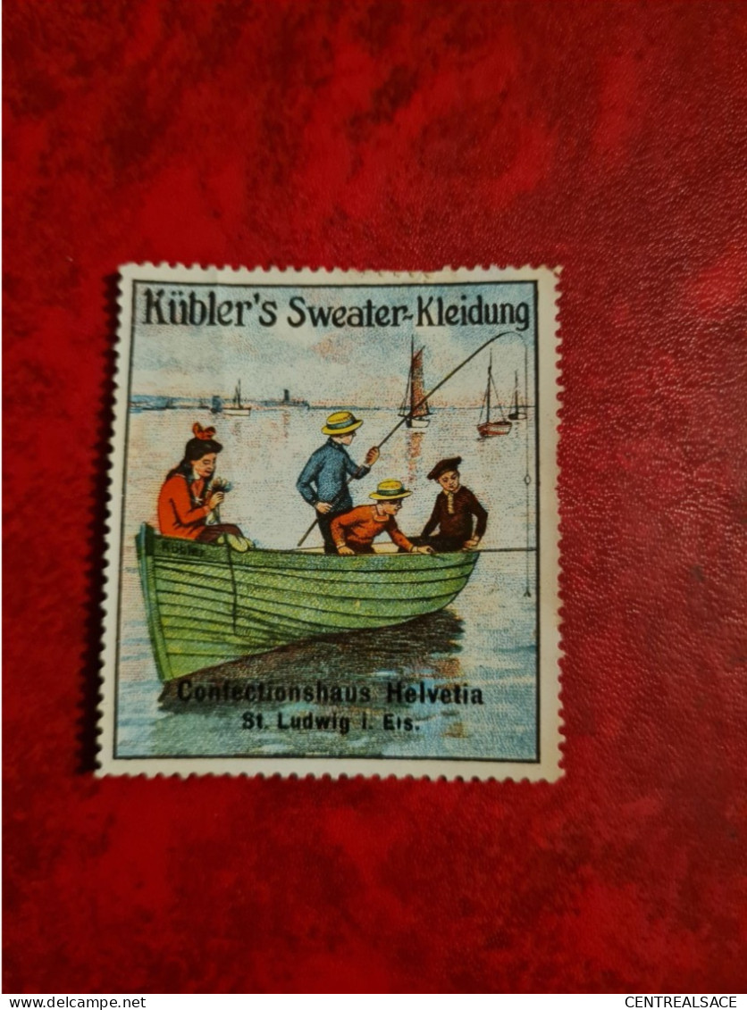 Timbre Erinnophilie  VIGNETTTE  KUBLER'S SWEATER KLEIDUNG CONFECTIONHAUS HELVETIA ST LUDWIG SAINT LOUIS - Erinnofilia