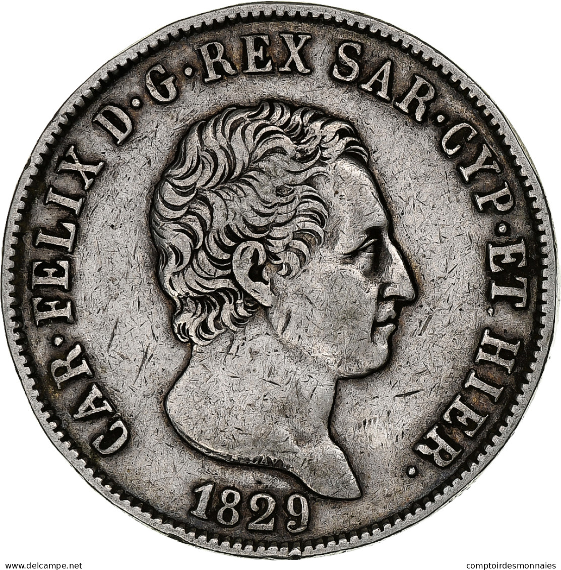Monnaie, États Italiens, SARDINIA, Carlo Felice, 5 Lire, 1829, Torino, TTB - Piémont-Sardaigne-Savoie Italienne