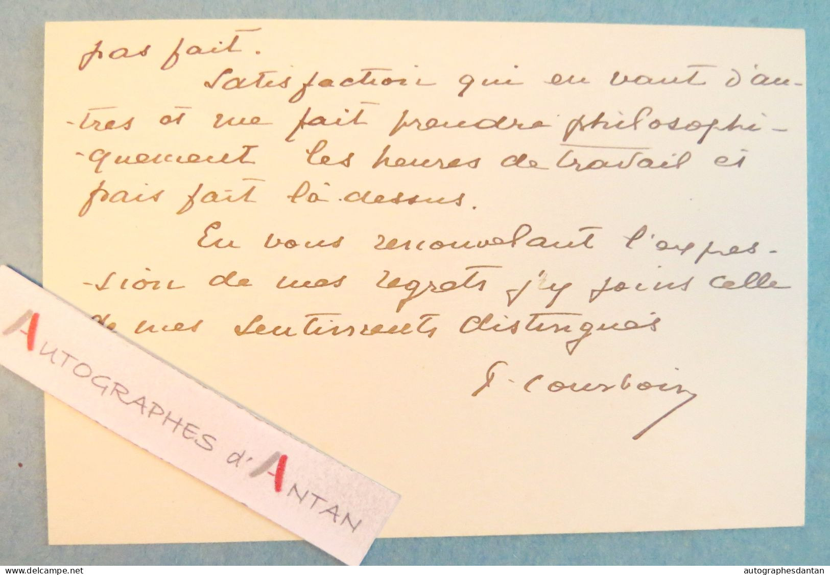 ● François COURBOIN 1911 Graveur Bibliothécaire Historien De L'Estampe Chaumont-Porcien Ajaccio Carte Lettre Autographe - Peintres & Sculpteurs