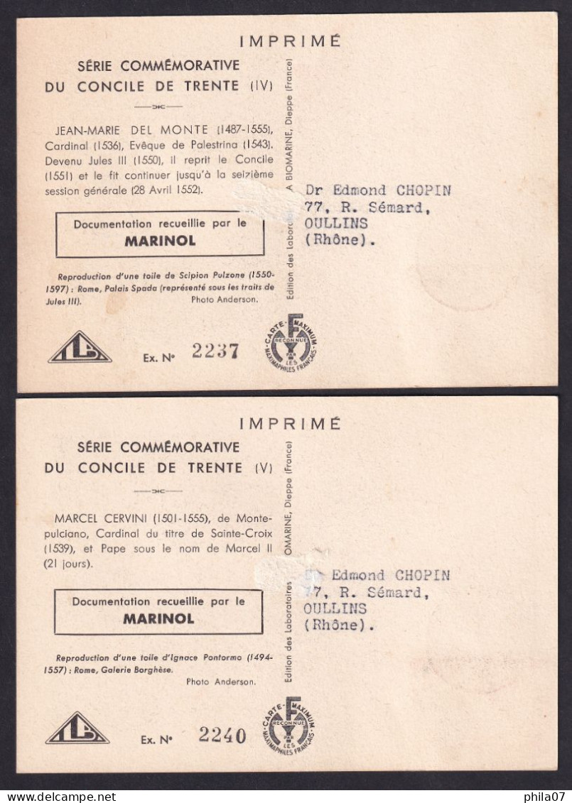 VATICAN 1950 - Serie Commemorative Du Concile De Trente (X) Lot Of 14 Cards / 15 Scans - Cartes-Maximum (CM)