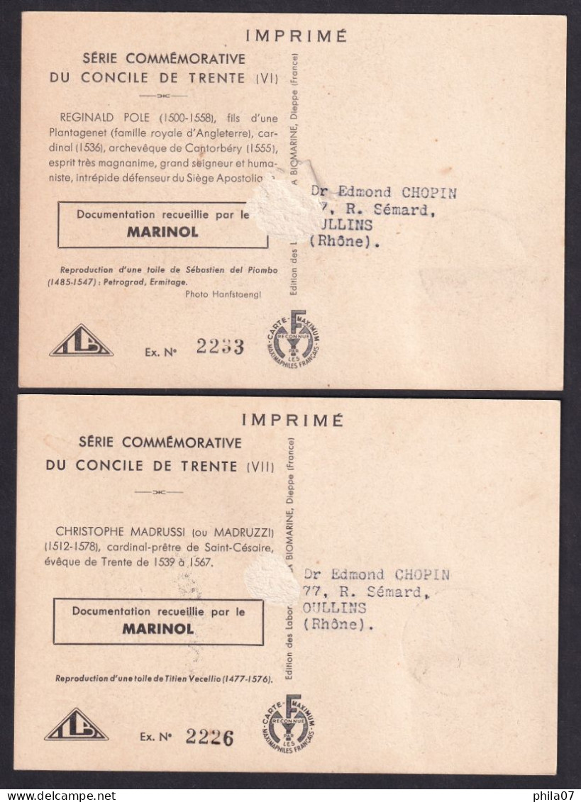 VATICAN 1950 - Serie Commemorative Du Concile De Trente (X) Lot Of 14 Cards / 15 Scans - Cartes-Maximum (CM)