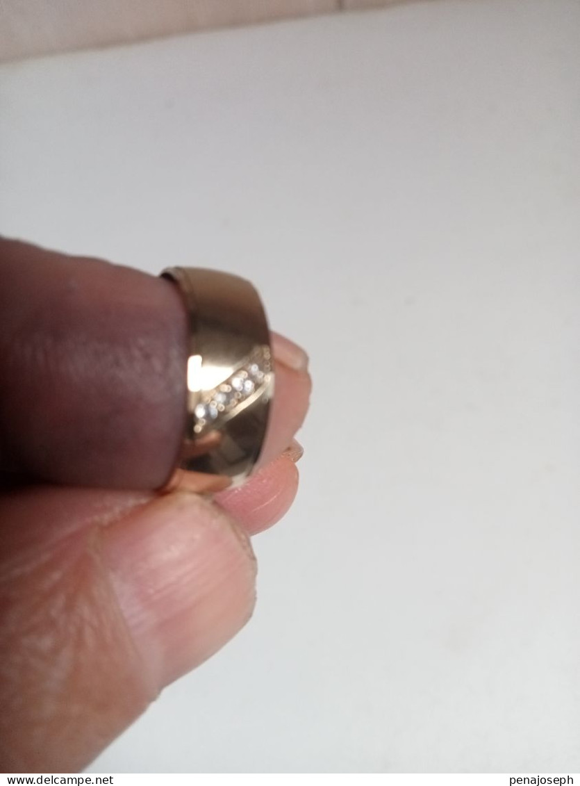 Bague En Or 8 Carats Diamètre Intérieur 16 Mm Avec 4 Véritable Diamants - Anelli