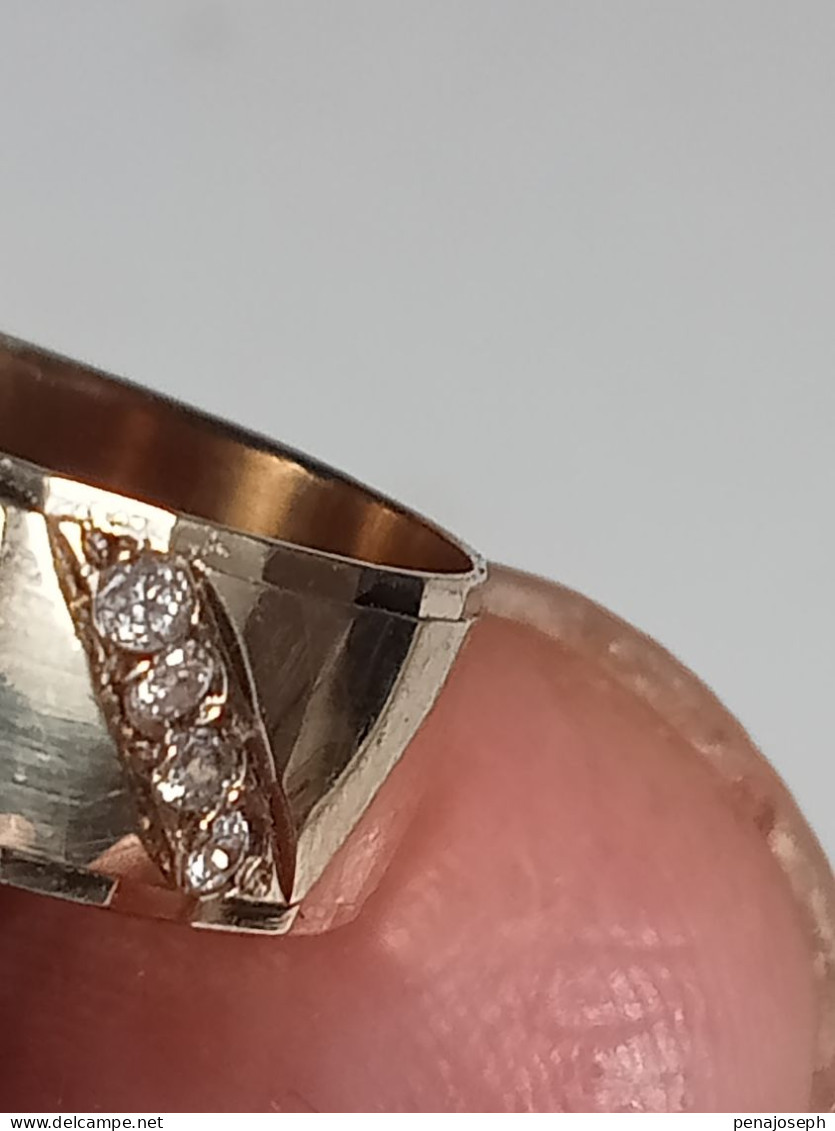bague en or 8 carats diamètre intérieur 16 mm avec 4 véritable diamants