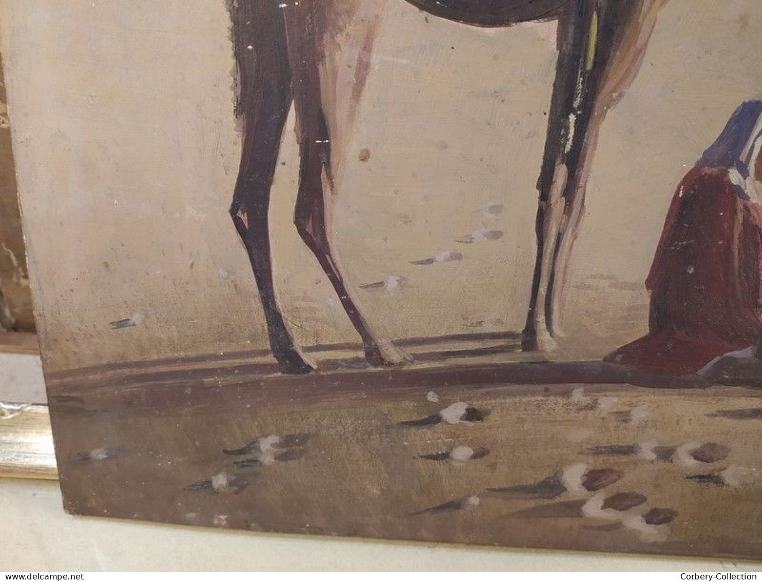 Ancien Tableau Orientaliste Bédouins dans le Désert