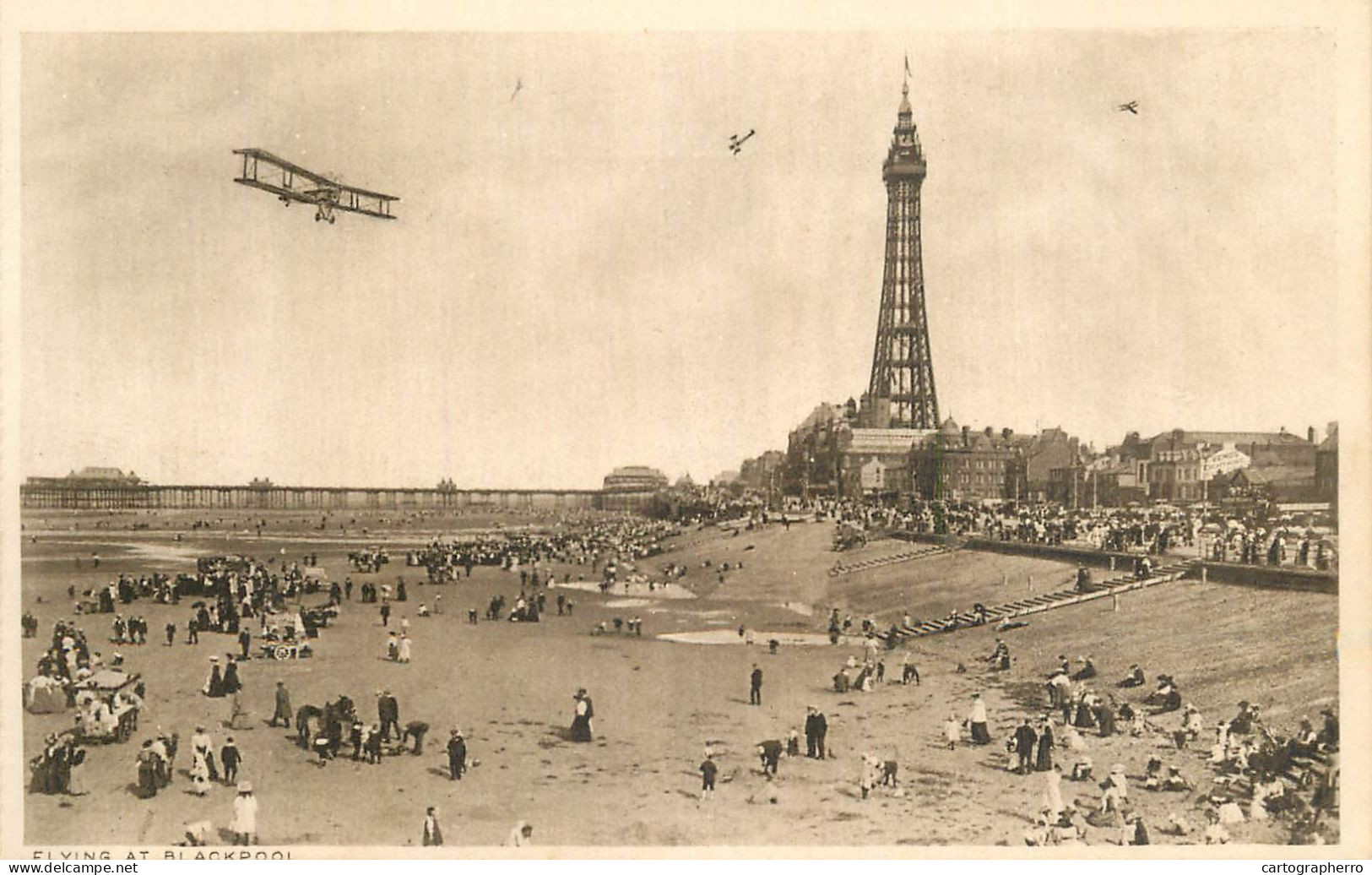 England Blackpool Tower , Airplane And Beach View - Blackpool