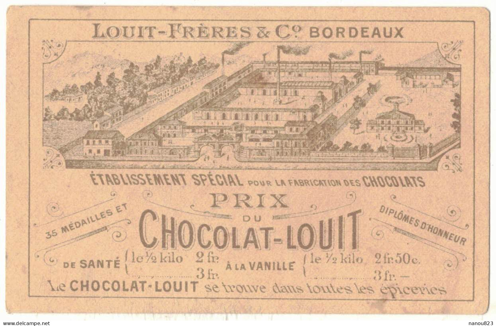 IMAGE CHROMO PUBLICITAIRE PUBLICITE CHOCOLAT LOUIT BORDEAUX SPECTACLE THEÂTRE OPERA COMIQUE LA FILLE DE MME ANGOT - Louit