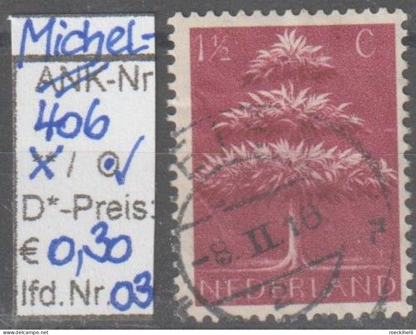 1943 - NIEDERLANDE - FM/DM "Germ. Symbole U. Seehelden" 1 1/2 C Karminbraun - O Gestempelt - S. Scan (406o 01-03 Nl) - Gebruikt