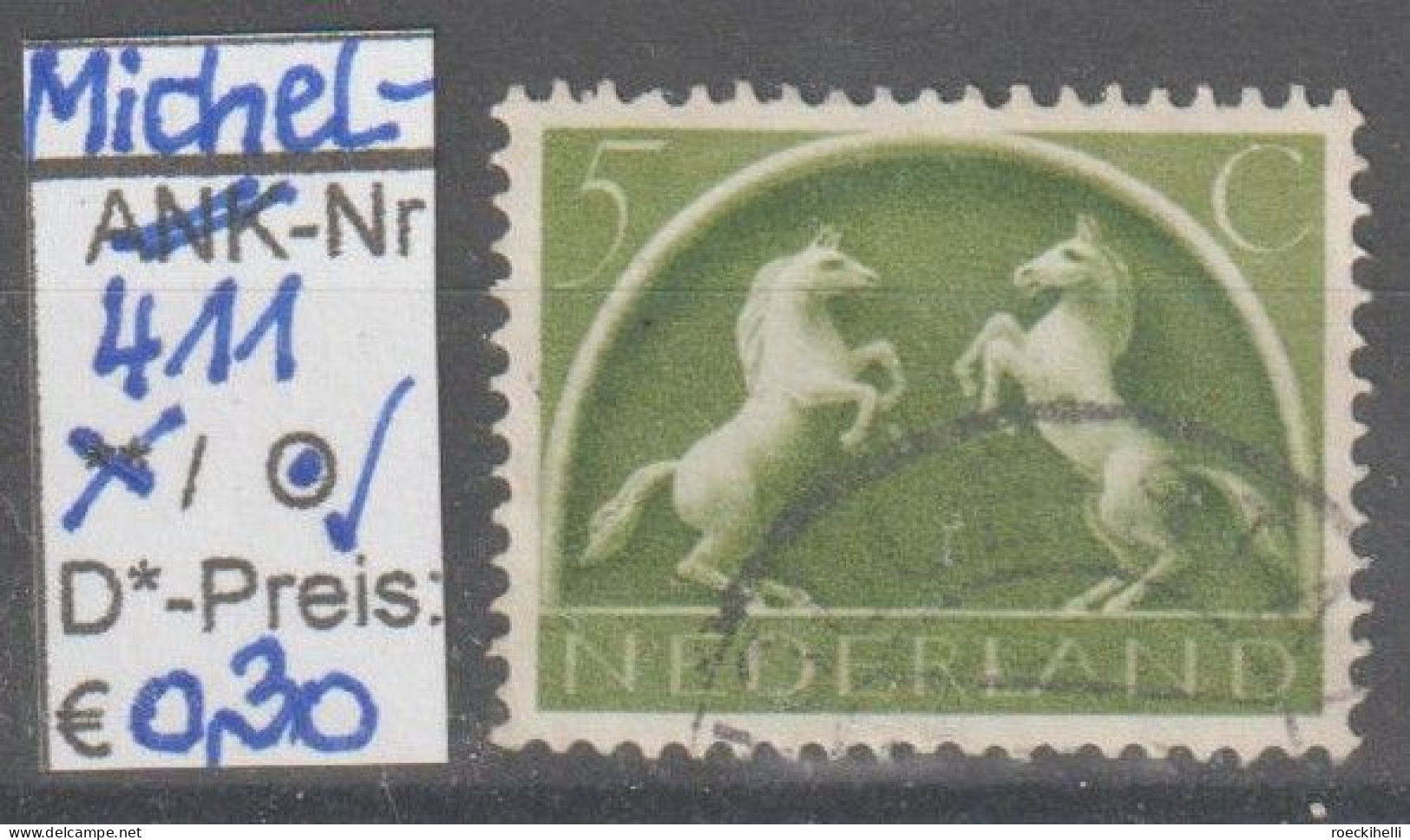 1943 - NIEDERLANDE - FM/DM "Germ. Symbole U. Seehelden" 5 C Olivgrün - O Gestempelt - S. Scan (411o Nl) - Gebruikt