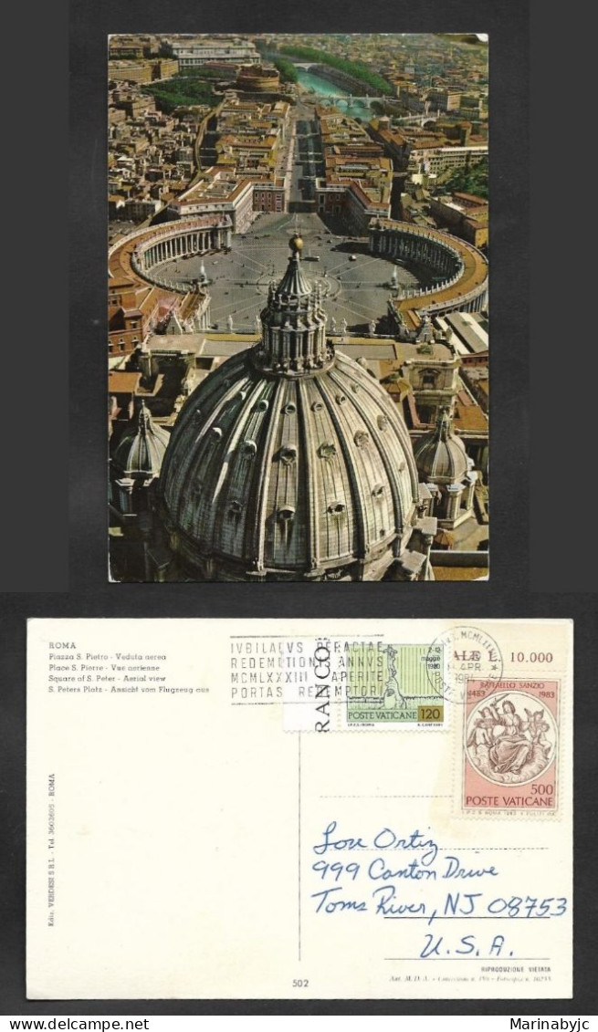 SE)1984 VATICAN CITY, POSTCARD PLAZA AND ST. PETER'S BASILICA, POPE'S TRAVELS MEETING WITH THE AFRICAN PEOPLE, 5TH CENTE - Usados