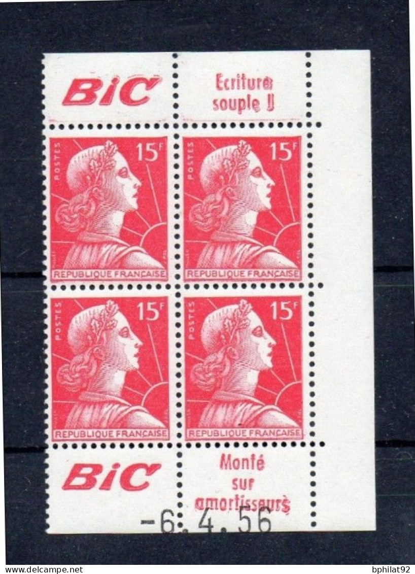 !!! 15 F MARIANNE DE MULLER BLOC DE 4 AVEC PUBS BIC ET COIN DATE NEUF ** - Unused Stamps