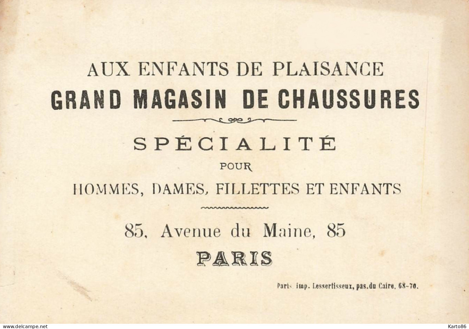 Petit Calendrier 1880 Publicitaire * Aux Enfants De Plaisance Chaussures Magasin 85 Avenue Du Maine Paris * Calendar - Kleinformat : ...-1900