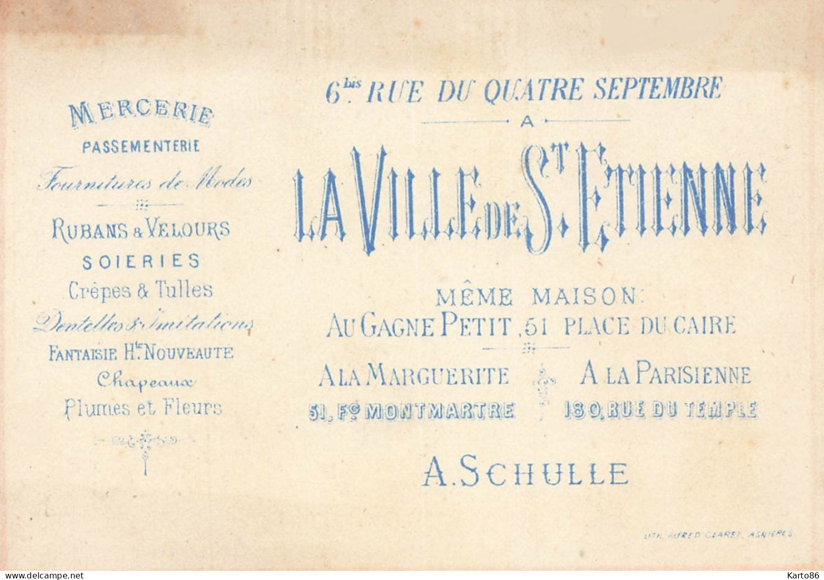 Petit Calendrier 1880 Publicitaire * A La Ville De St Etienne Mercerie Magasin 6 Rue Du 4 Sept. Paris * Calendar - Klein Formaat: ...-1900