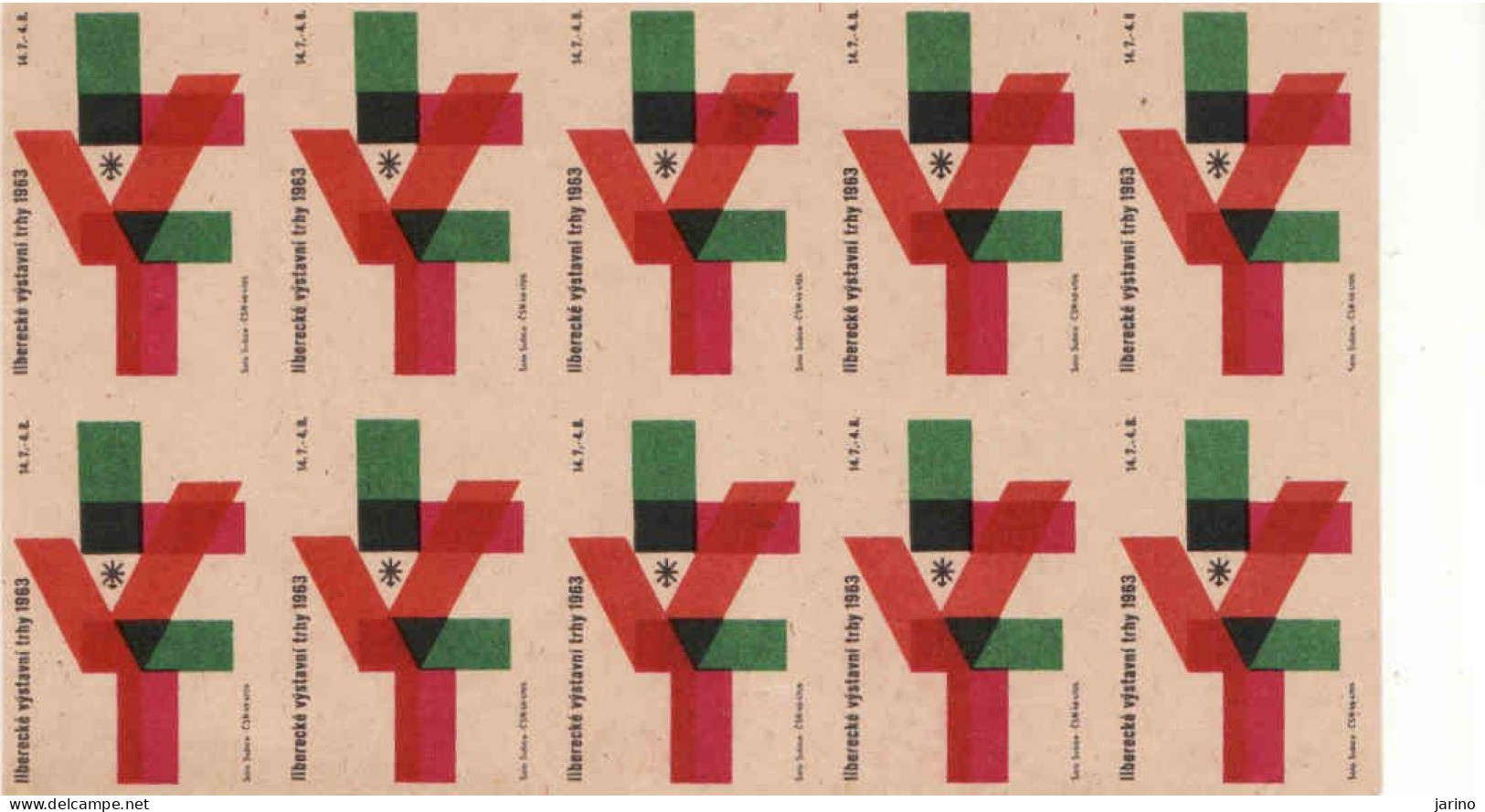 Czechoslovakia - Czechia 10 Matchbox Labels 1963, LVT = Liberec Exhibition Markets 1963 - Boites D'allumettes - Etiquettes