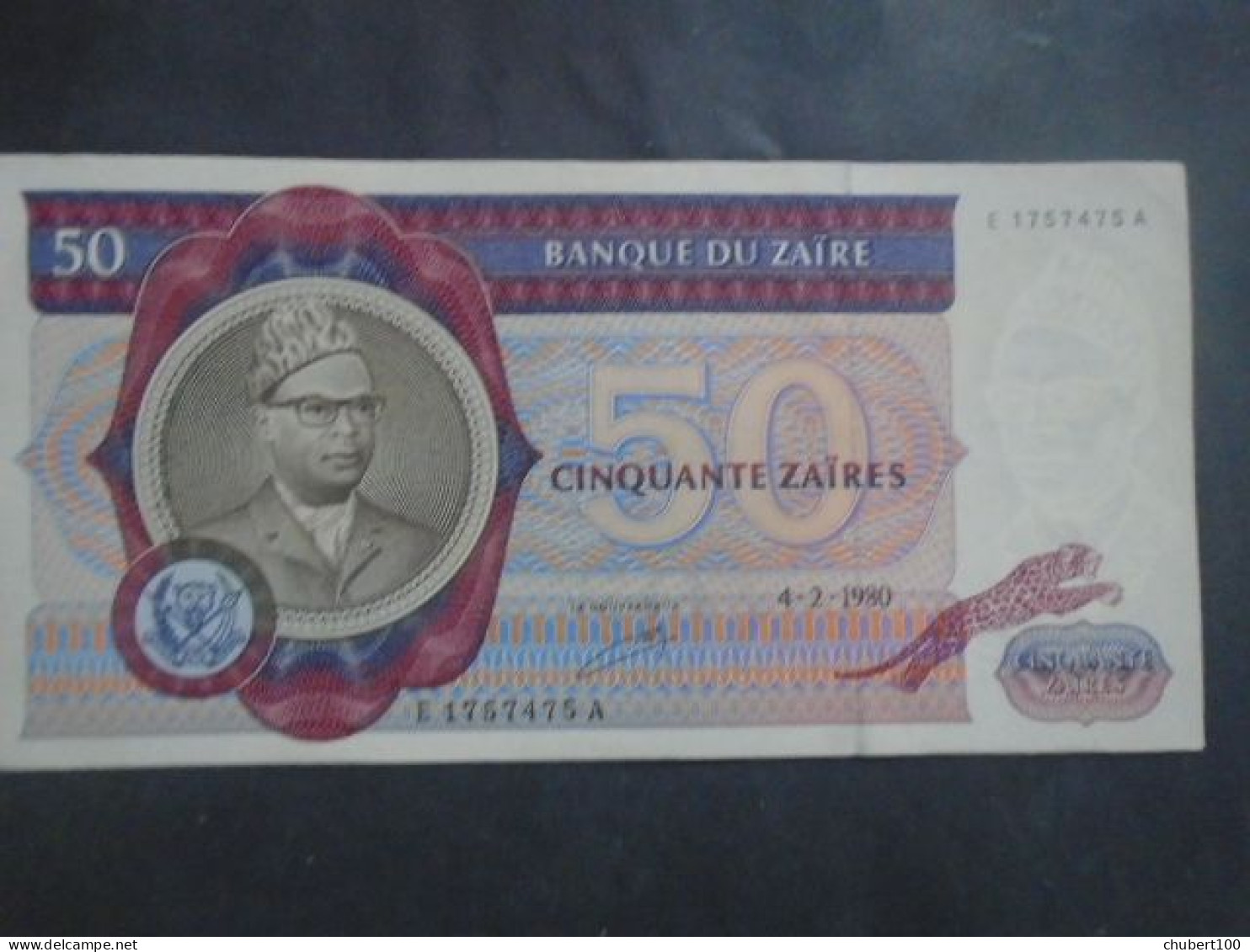 CONGO , P 25a , 50 Zaïres , 1980, AU Presque Neuf - République Démocratique Du Congo & Zaïre