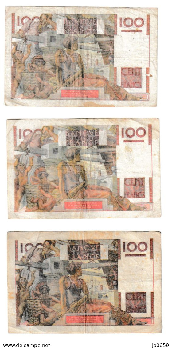 LOT 4 BILLES AYANT CIRCULE 1000 Francs CERES ET MERCURE - 100 FRANCS X 3 JEUNE PAYSAN - Ohne Zuordnung