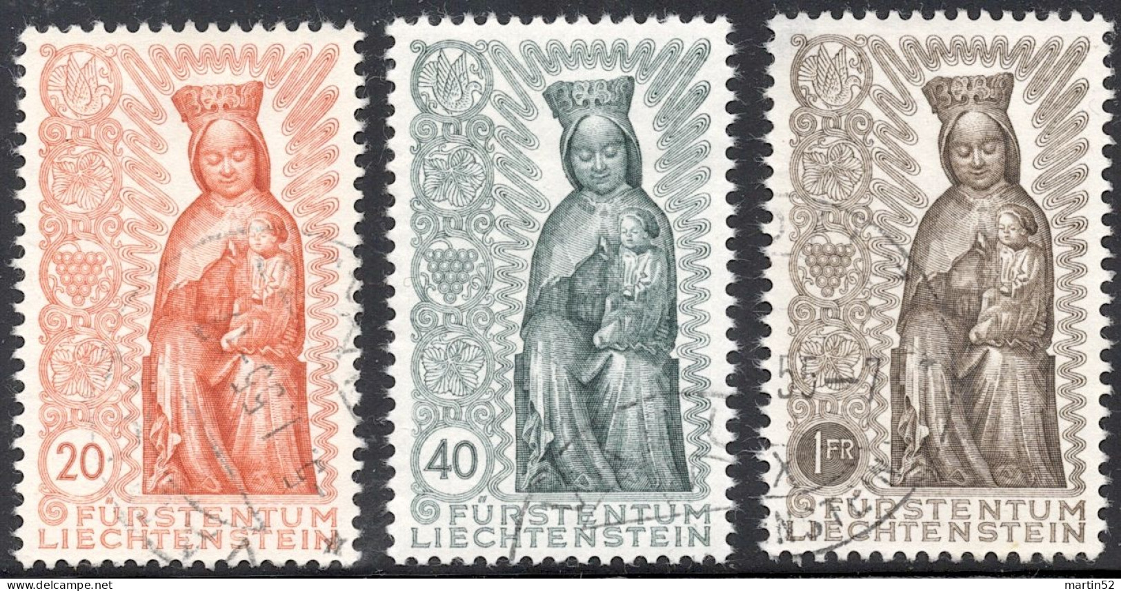 Liechtenstein 1954: Marianisches Jahr Zu 273-275 Mi 329-331 Yv 291-293 Mit Stempel VADUZ 5.I.55 (Zumstein CHF 45.00) - Gebraucht