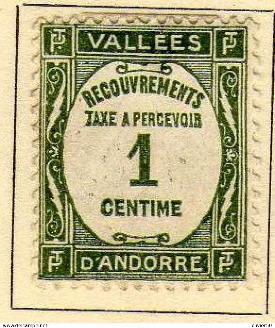 Andorre Francaise  - 1935 - Timbre-Taxe   1 C. Neuf*   - MH - Ungebraucht