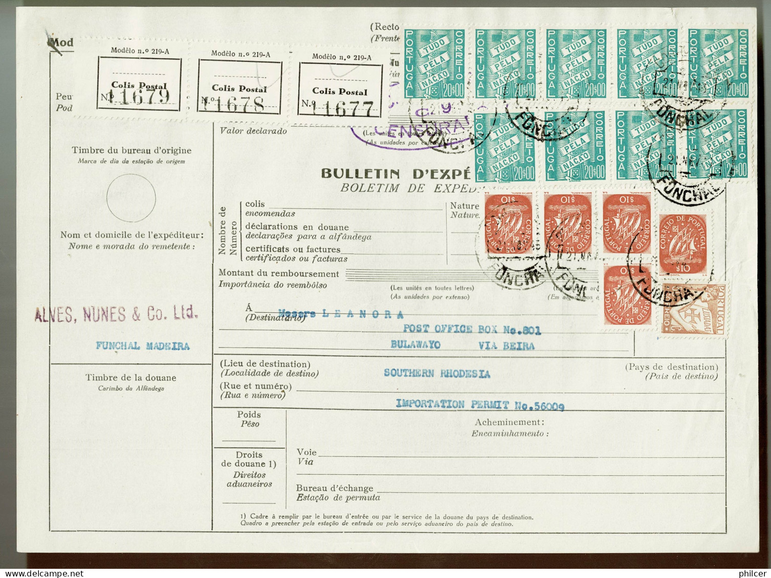 Portugal, 1943, Boletim De Expedição Funchal-Bulawayo - Lettres & Documents