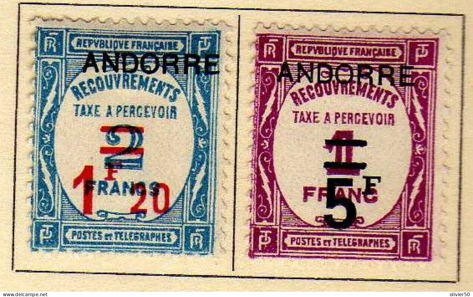 Andorre Francaise  - (1931-32) - Timbre-Taxe   1 F. 20 Et 5 F. . Neufs*   - MH - Ungebraucht